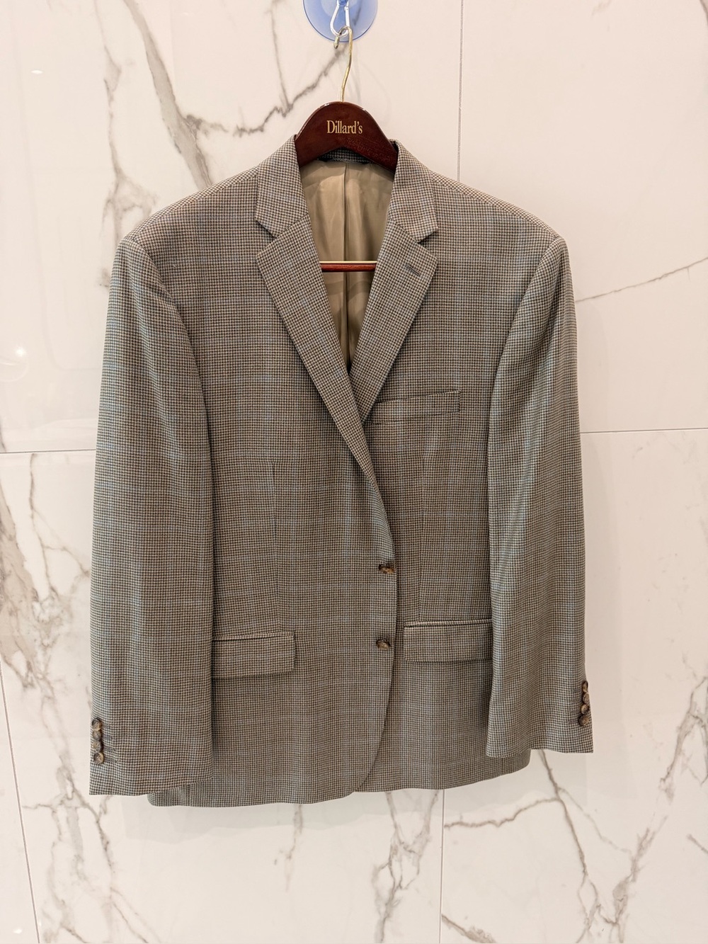 EUC Ralph Lauren Brown Silk/Wool Windowpane Blazer Jacket Sport Coat Sz. 46R